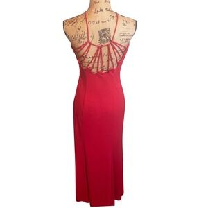 Vintage Lew Magram 80s 90s Evening Glam Formal Party Prom Cocktail Gown Red 7/8